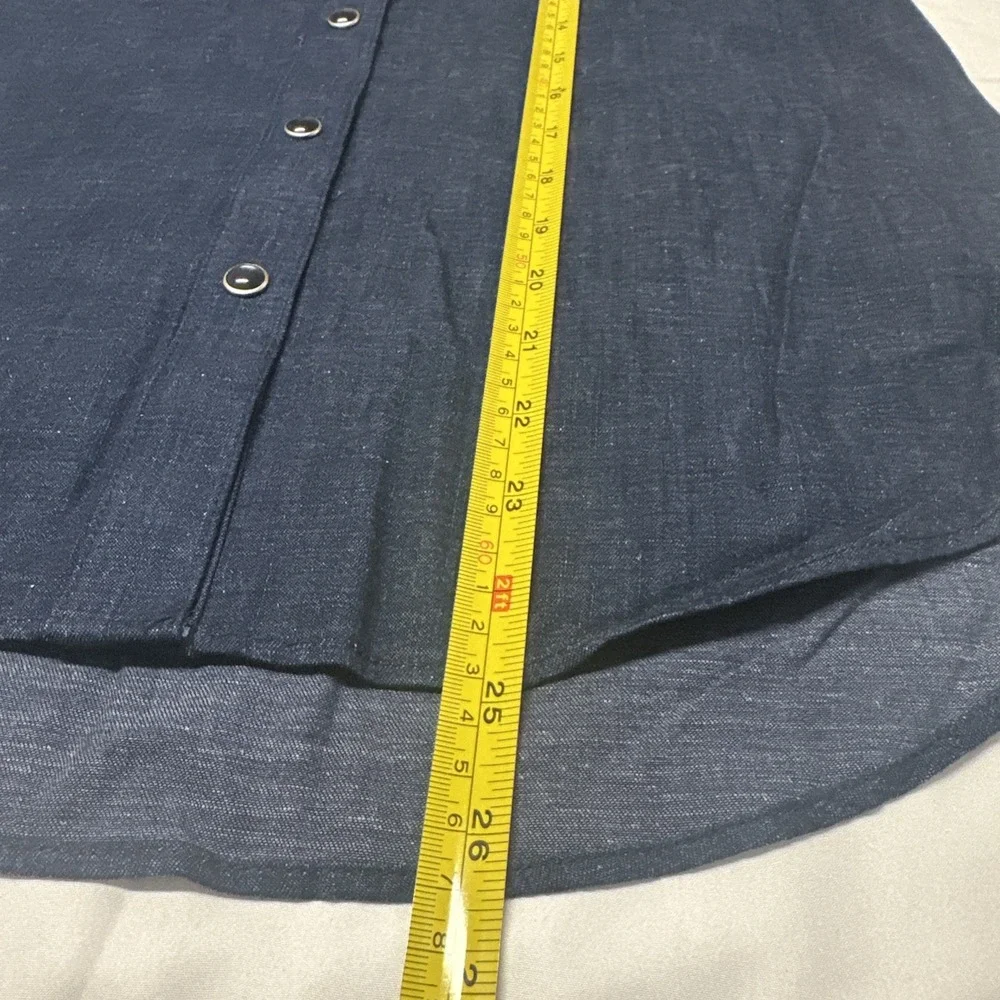 Kate Spade Women XXS Floral Embroidered Chambray‎ L/S Shirt Blue Denim Western
